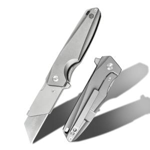 Titanium Folding Utility Knife with Clip and Blades
