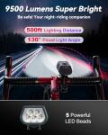 9000 Lumens Rechargeable Titanium Bike Light Set