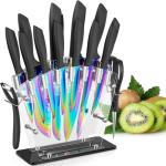 Rainbow Titanium Coated Kitchen Knife Set of 16