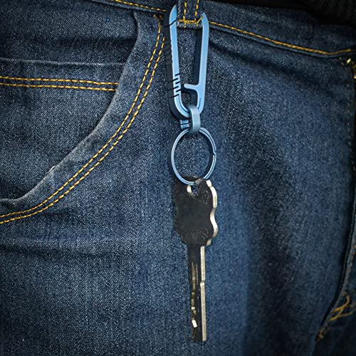 Blue Titanium Carabiner Clip Keychain for Outdoor Activities