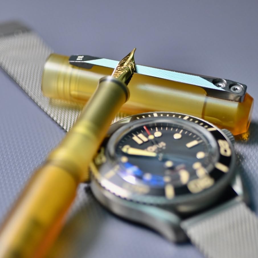 WANERSEN Amber Fountain Pen, Titanium Elegance Pen