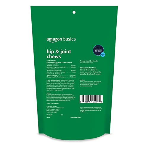 Amazon Basics Dog Hip & Joint Supplement Chews, 60