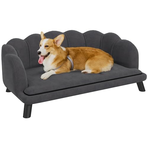 PawHut Large Velvet Dog Couch with Foam Cushioning