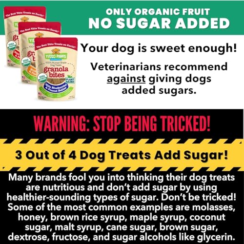 Yitto Paws Organic Dog Treats - Peanut Butter & Fruit Cookies, USA-made [3-Pack]