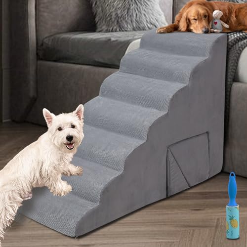 33" Dog Steps for High Bed, 7-Tier Non-Slip Ramp/Ladder