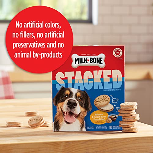Milk-Bone Stacked Dog Treats, Crunchy Biscuit, Peanut Butter