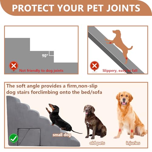 33" Dog Steps for High Bed, 7-Tier Non-Slip Ramp/Ladder