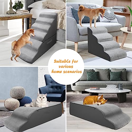 Gray Dog Stairs Steps for High Beds, Small Pets