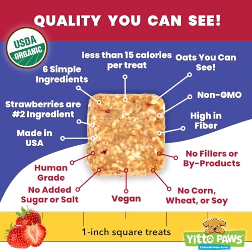 Yitto Paws Organic Dog Treats - Peanut Butter & Fruit Cookies, USA-made [3-Pack]