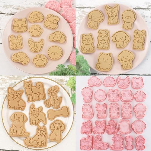 24pcs Cute Dog Cookie Cutters and Stamps Set