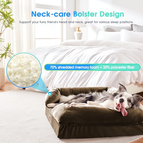 URPET 4" Memory Foam Dog Bed with Bolster Pillow