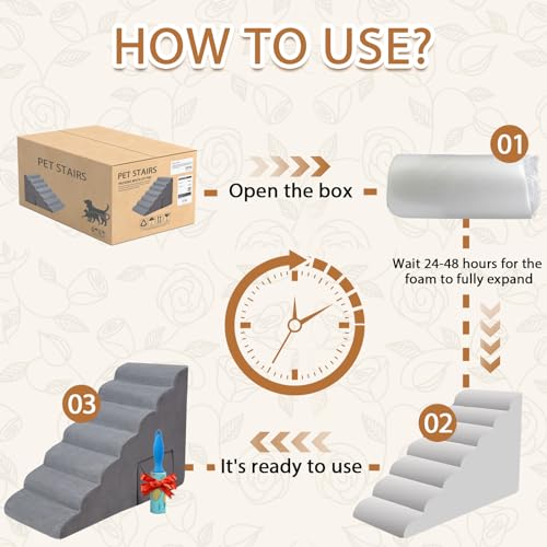 33" Dog Steps for High Bed, 7-Tier Non-Slip Ramp/Ladder