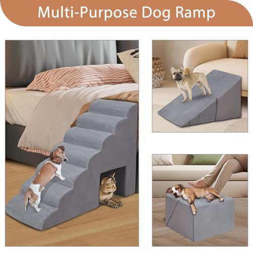 33" Dog Steps for High Bed, 7-Tier Non-Slip Ramp/Ladder