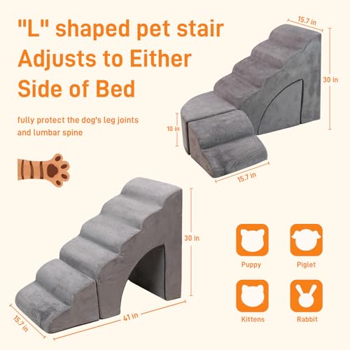 30" Multifunctional Dog Stairs for High Beds, Non-Slip