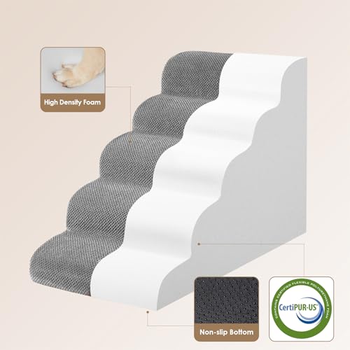 Curved 5-Step Dog Stairs for Small Pets, Non-Slip