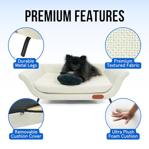 Premium Modern Pet Couch for Medium Dogs - Elevated Sofa with Storage & Pillow