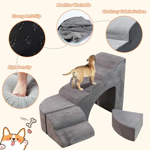 30" Multifunctional Dog Stairs for High Beds, Non-Slip