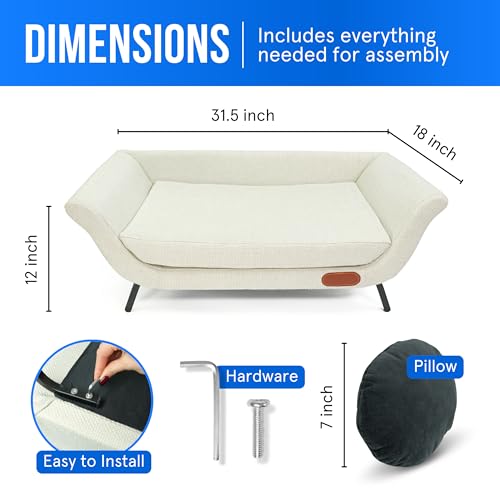 Premium Modern Pet Couch for Medium Dogs - Elevated Sofa with Storage & Pillow