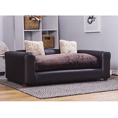 Moots Leatherette Pet Sofa in Espresso, Medium/Large