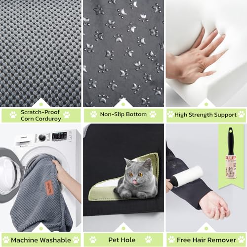 Soft Foam Dog Stairs for High Beds - Grey