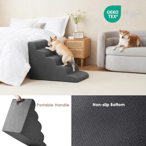 Curved 5-Step Dog Stairs for Small Pets, Non-Slip