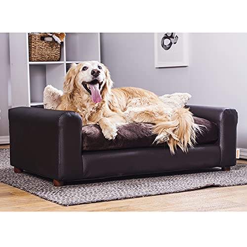 Moots Leatherette Pet Sofa in Espresso, Medium/Large