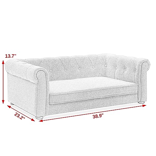 TEFUNE Pet Sofa with Breathable Linen for Medium Dogs