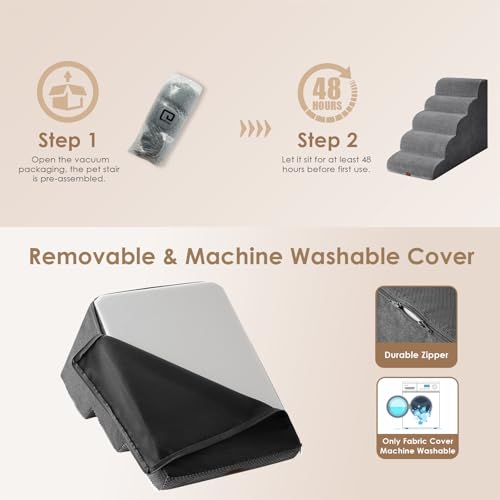 Curved 5-Step Dog Stairs for Small Pets, Non-Slip