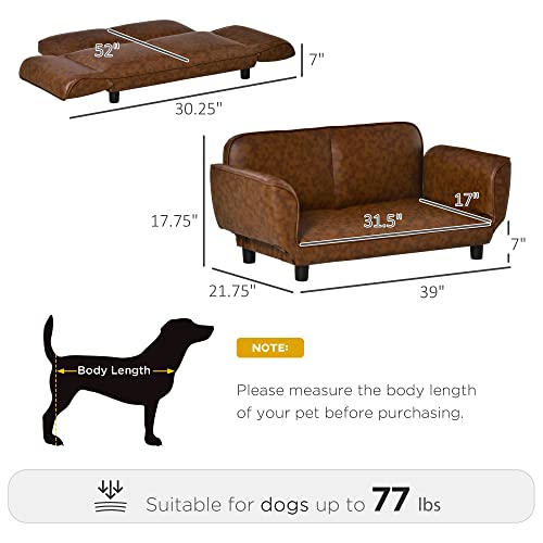 PawHut Pet Sofa Dog Bed Couch, Foldable Cat Lounger