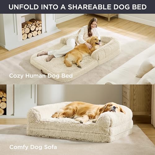 Bedsure Foldable Human Dog Bed, Calming Giant Size