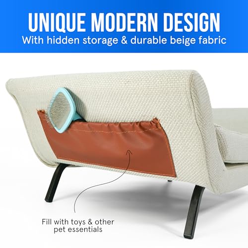 Premium Modern Pet Couch for Medium Dogs - Elevated Sofa with Storage & Pillow