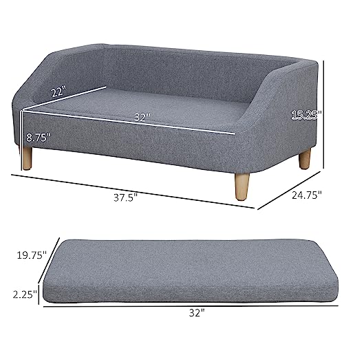 PawHut 38" Dog Sofa, Removable Cushion, Washable Cover