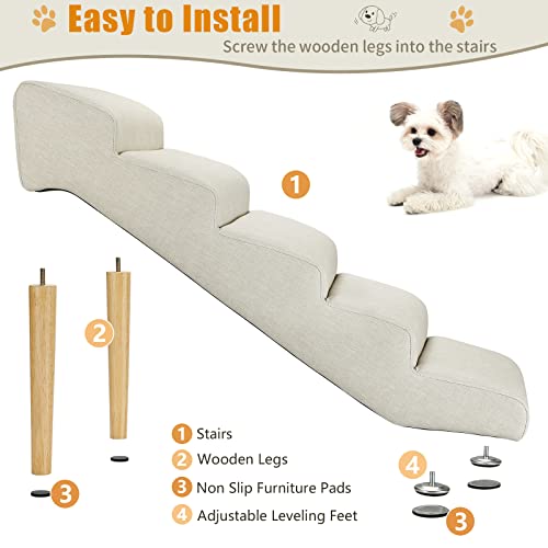 Senneny Dog Stairs, Waterproof, Scratch Resistant, Light Beige