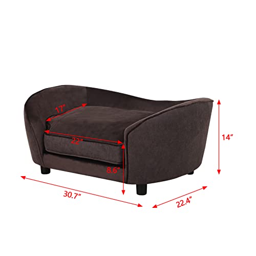 Velvet & Linen Pet Sofa Bed for Small Pets