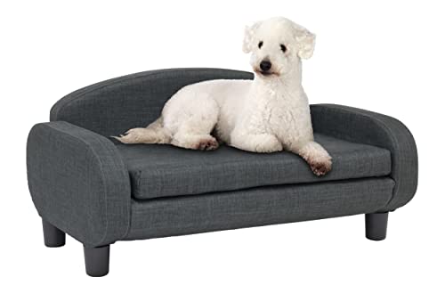 Modern pet sofa with removable mattress cover, espresso/gray