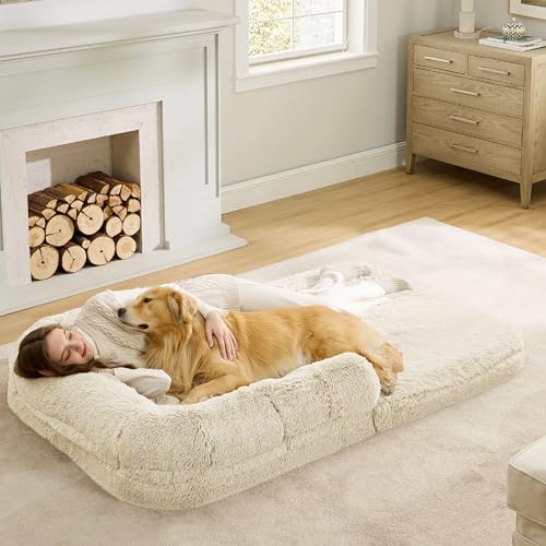 Bedsure Foldable Human Dog Bed, Calming Giant Size