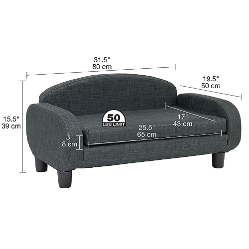 Modern pet sofa with removable mattress cover, espresso/gray