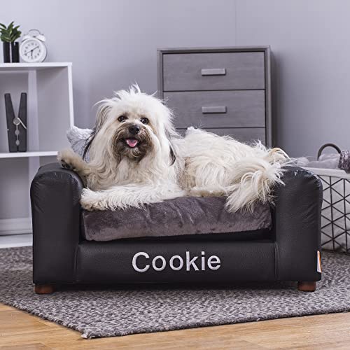 Small Charcoal Leatherette Sofa Pet Bed by Moots