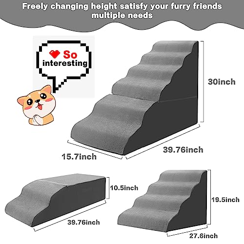 MALOROY 6-step Dog Stairs for High Beds