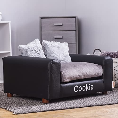 Small Charcoal Leatherette Sofa Pet Bed by Moots
