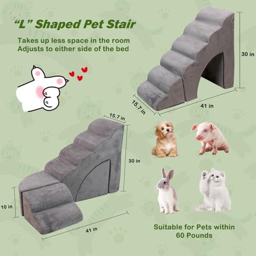 Adjustable Dog Stairs for Small Dogs, 6 Tiers