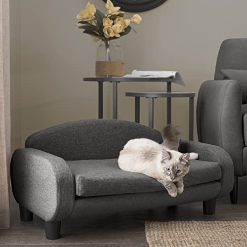 Modern pet sofa with removable mattress cover, espresso/gray
