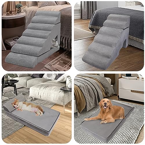 LitaiL 7 Step Dog Stairs for High Beds