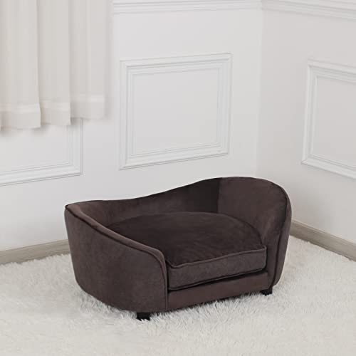 Velvet & Linen Pet Sofa Bed for Small Pets