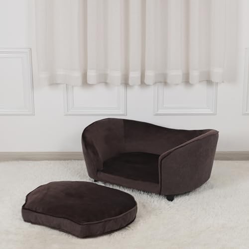 Velvet & Linen Pet Sofa Bed for Small Pets