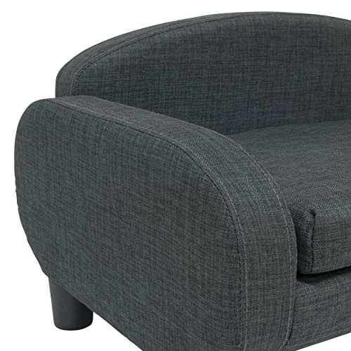 Modern pet sofa with removable mattress cover, espresso/gray