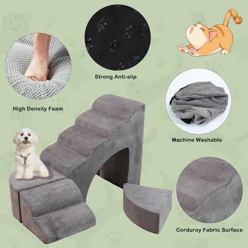 Adjustable Dog Stairs for Small Dogs, 6 Tiers
