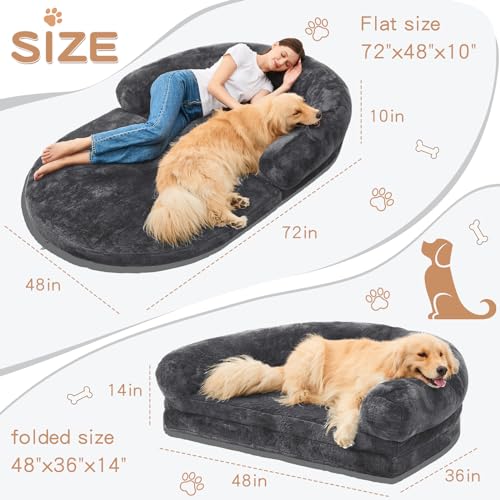 Large Dog Bed for Humans, Memory Foam Orthopedic
