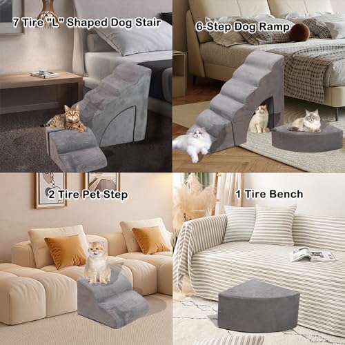 Adjustable Dog Stairs for Small Dogs, 6 Tiers
