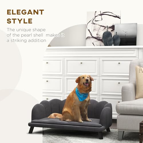 PawHut Large Velvet Dog Couch with Foam Cushioning